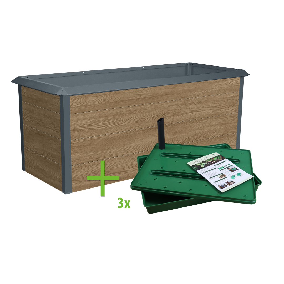 Komplett-Set Hochbeet in Holzoptik 173 x 93 x 76 cm & Regadio Bewässerungssystem