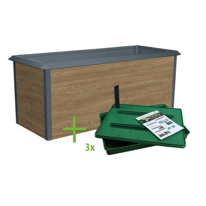 Komplett-Set Hochbeet in Holzoptik 173 x 93 x 76 cm & Regadio Bewässerungssystem