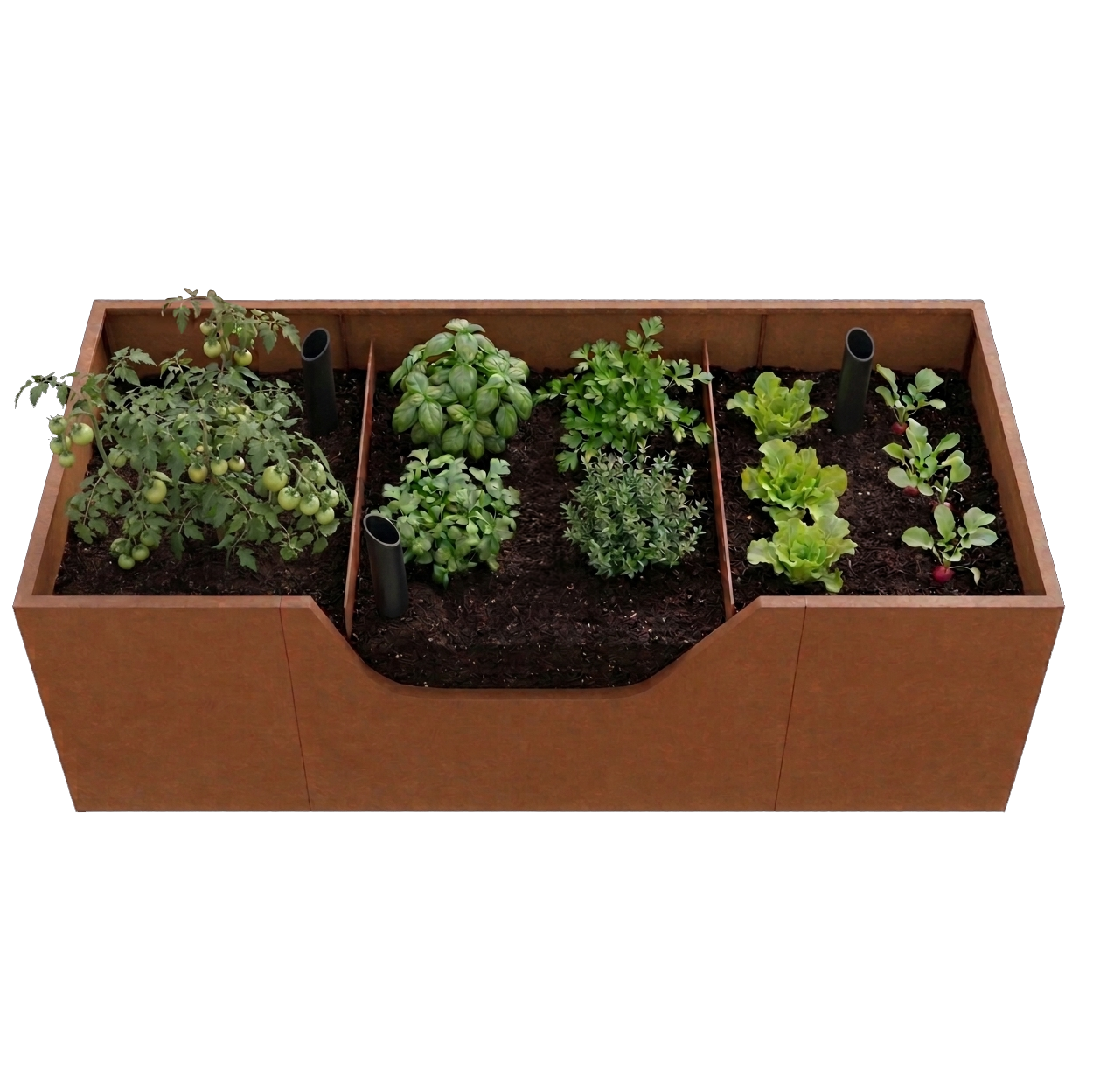 Komplett-Set Hochbeet Cortenstahl 200 x 100 cm & Regadio Bewässerungssystem