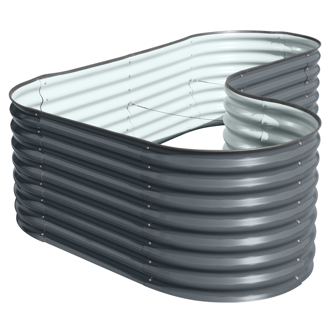 Hochbeet "Welle" Ecke 240 x 160 x 82 cm Anthrazit