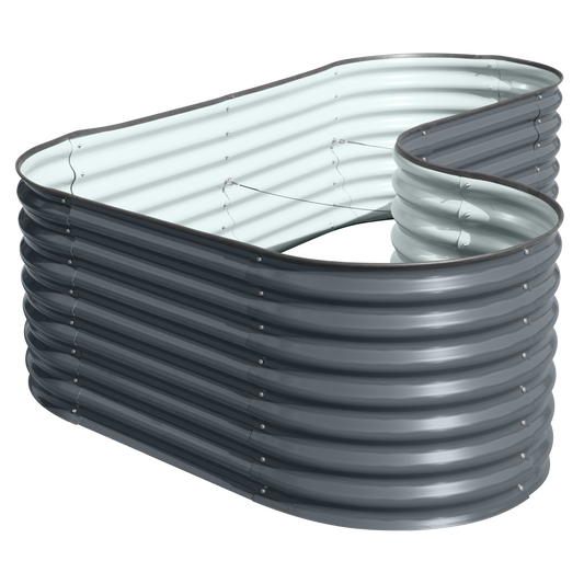 Hochbeet "Welle" Ecke 240 x 160 x 82 cm Anthrazit