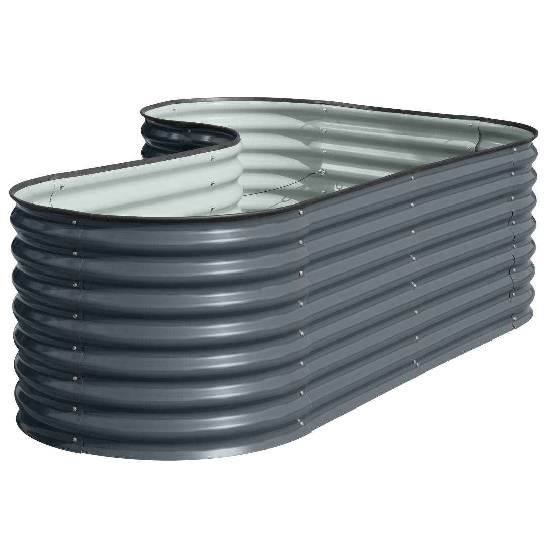 Hochbeet "Welle" Ecke 240 x 160 x 82 cm Anthrazit