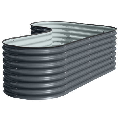 Hochbeet "Welle" Ecke 240 x 160 x 82 cm Anthrazit