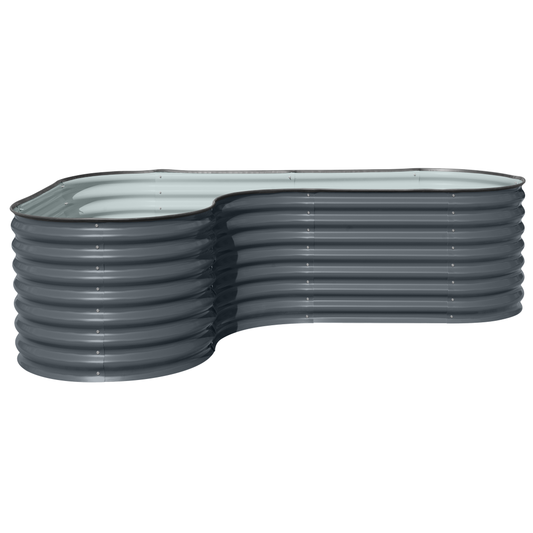 Hochbeet "Welle" Ecke 240 x 160 x 82 cm Anthrazit