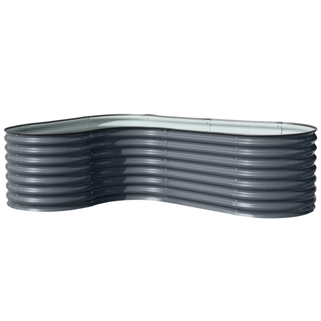 Hochbeet "Welle" Ecke 240 x 160 x 82 cm Anthrazit