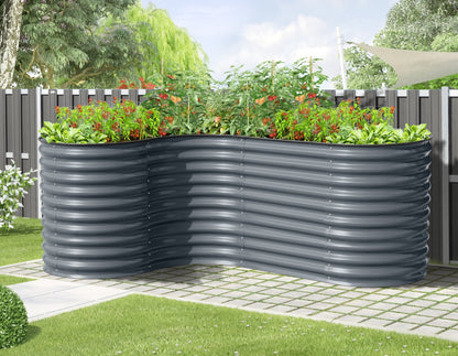 Hochbeet "Welle" Ecke 240 x 160 x 82 cm Anthrazit