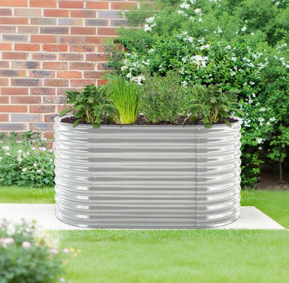 Hochbeet "Welle" 160 x 80 x 82 cm Silber