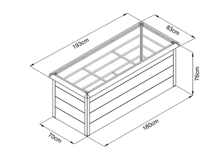 Aluminium Hochbeet in Holzoptik 173 x 93 x 76 cm