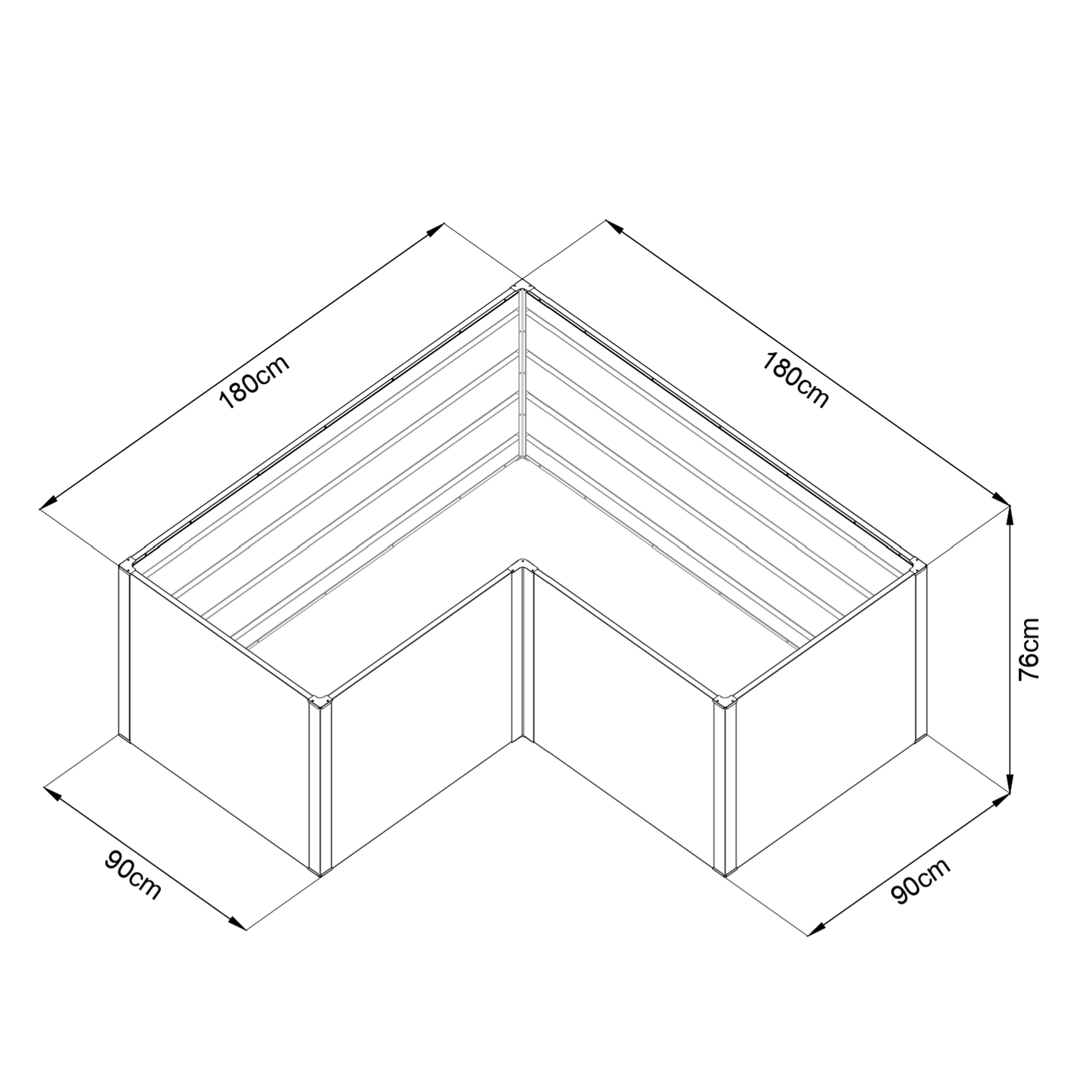Hochbeet Twin-Wall Ecke 180 x 180 x 76 cm
